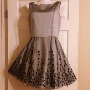 Silver/black Embroidered Party Dress